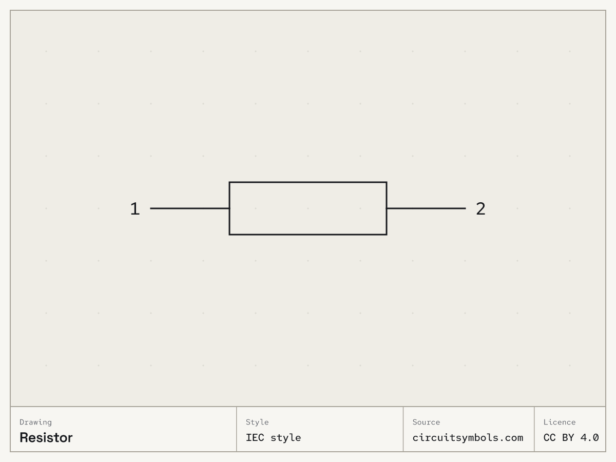 Resistor circuit symbol, IEC 60617 style, terminals 1, 2